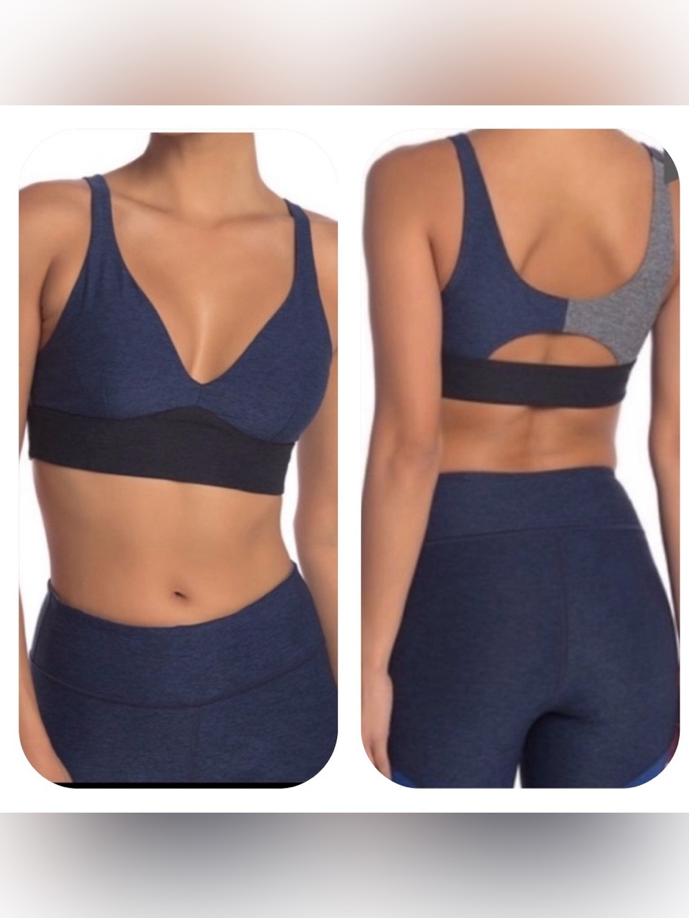 Outdoor Voices M color block Plunge Sports Bra